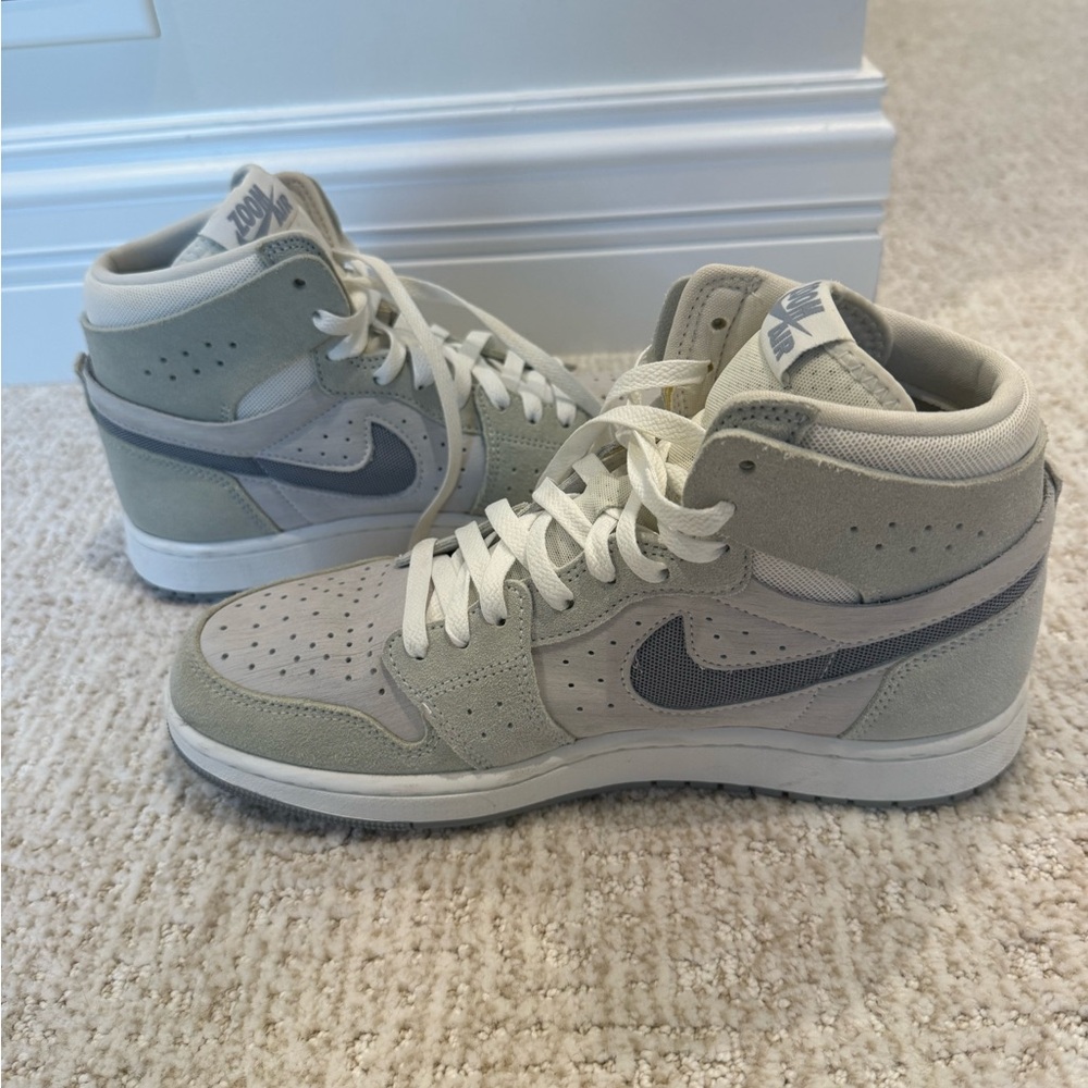 Nike Air Jordan 1 Mid Suede Sneakers - Light Gray & Off-White